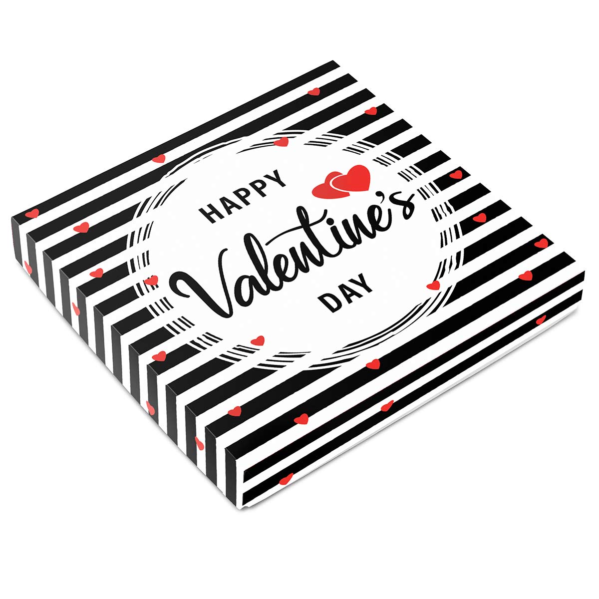 Happy Valentine's Day Gift Box with assorted chocolates Sugar Free black and white