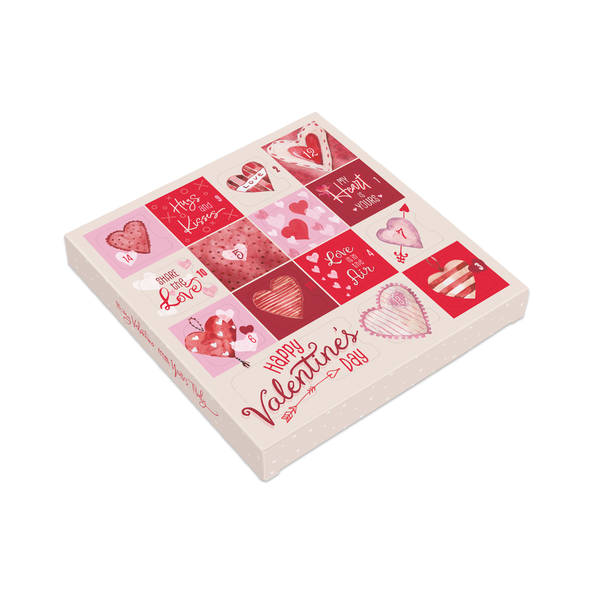 Valentine's Day Advent Calendar with sugar free assorted chocolate - 16 pieces