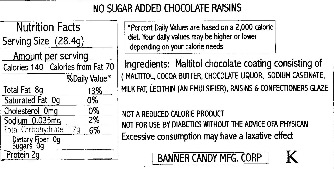 Raisins Chocolate Covered Sugar Free
