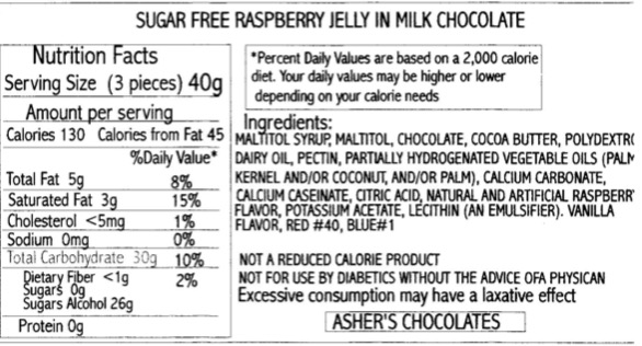 Raspberry Jelly Milk Chocolate Sugar Free