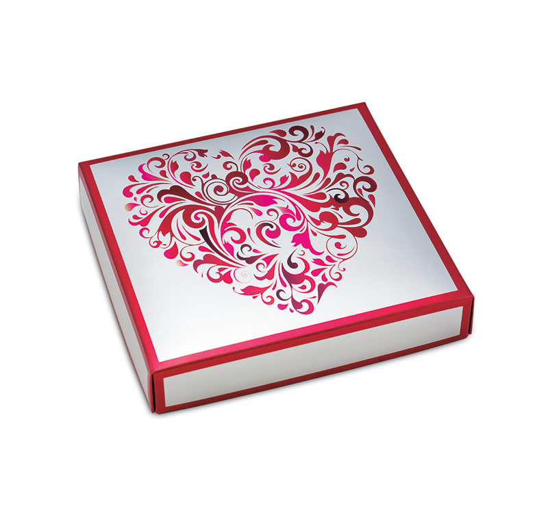 Silver Swirl Heart Gift Box - 8 oz. of assorted sugar free chocolates